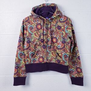 Burton All Over Floral Full Zip Hooded Sweatshirt Jacket‎ Girls Size XL